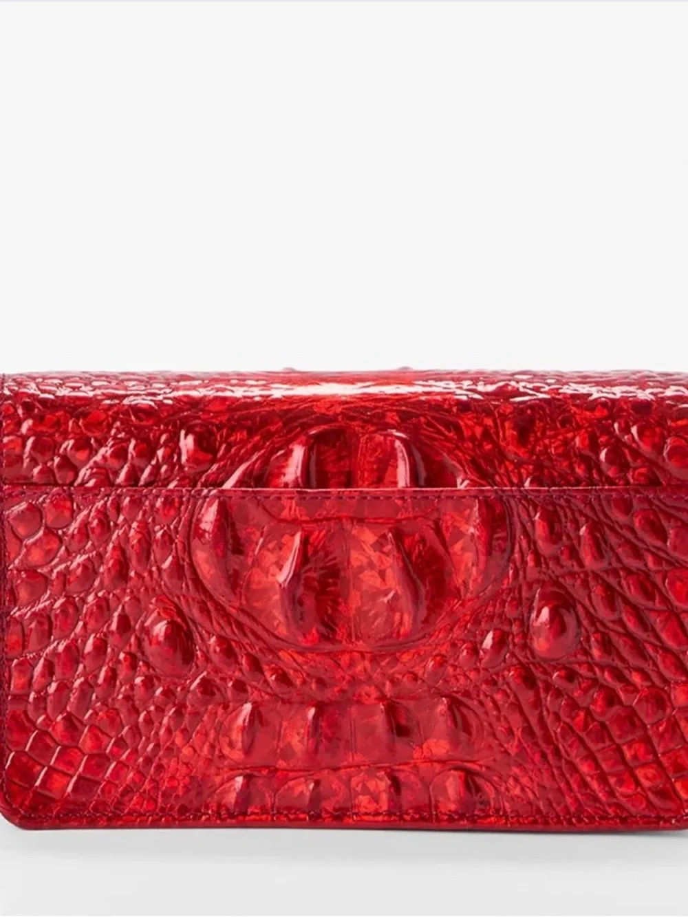 Brahmin Red Patent Croc-Embossed Crossbody Bag. MINUETTE - Picture 4 of 9
